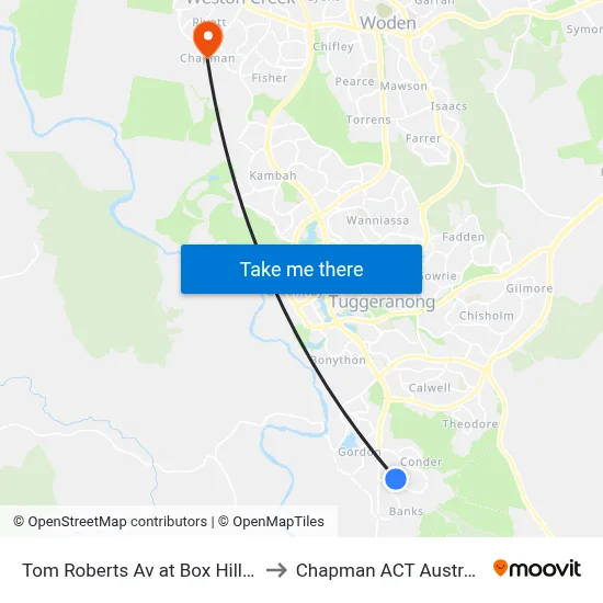 Tom Roberts Av at Box Hill Av to Chapman ACT Australia map