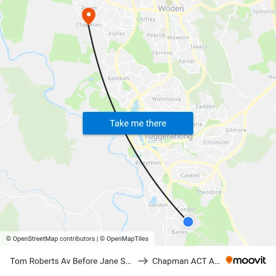 Tom Roberts Av Before Jane Sutherland St to Chapman ACT Australia map