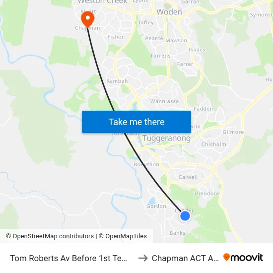 Tom Roberts Av Before 1st Templestowe Av to Chapman ACT Australia map