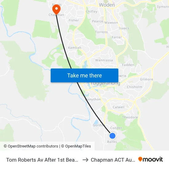 Tom Roberts Av After 1st Beaumaris St to Chapman ACT Australia map
