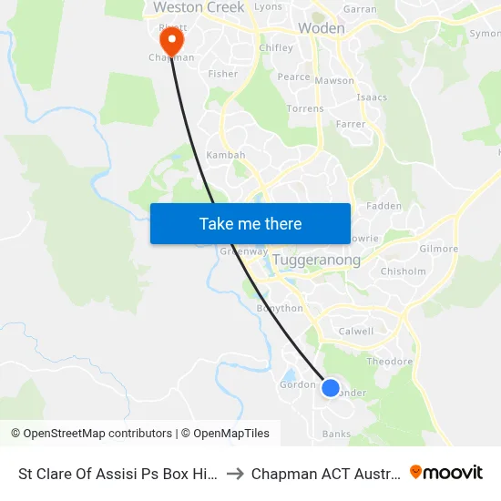 St Clare Of Assisi Ps Box Hill Av to Chapman ACT Australia map
