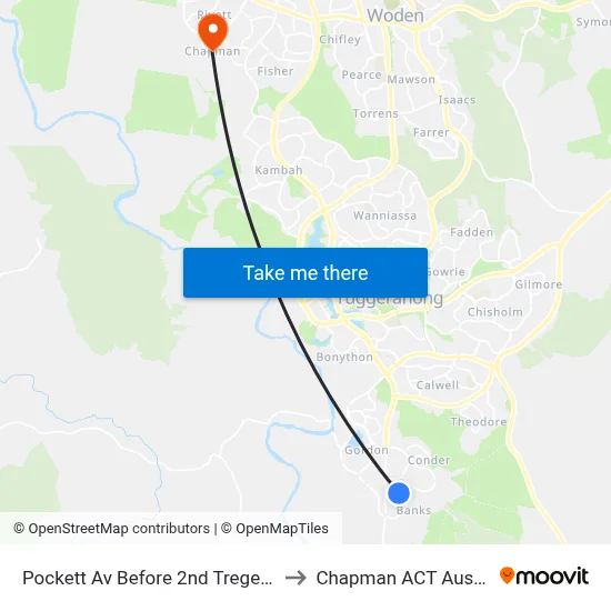 Pockett Av Before 2nd Tregellas Cr to Chapman ACT Australia map
