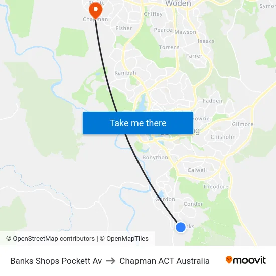 Banks Shops Pockett Av to Chapman ACT Australia map