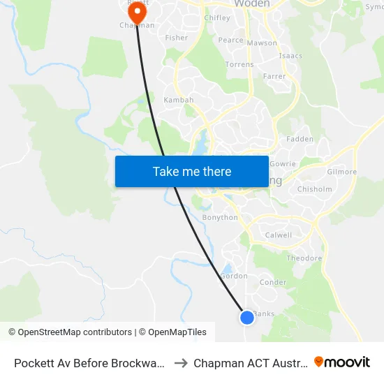 Pockett Av Before Brockway Cct to Chapman ACT Australia map