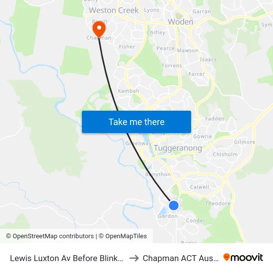 Lewis Luxton Av Before Blinkhorn Pl to Chapman ACT Australia map