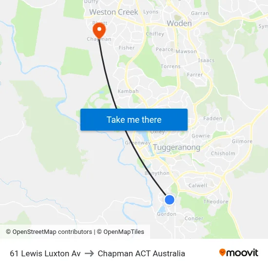 61 Lewis Luxton Av to Chapman ACT Australia map
