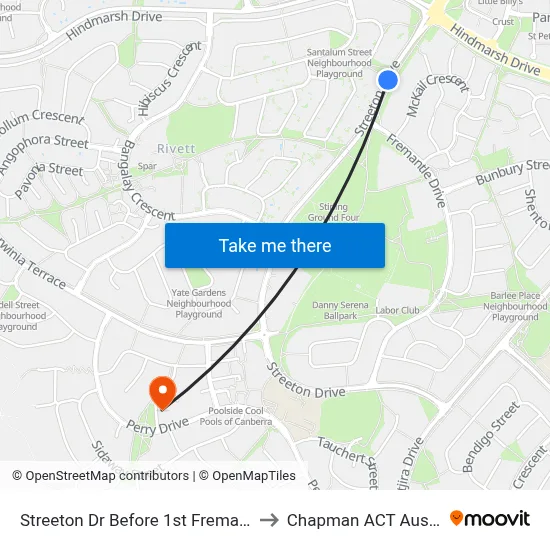 Streeton Dr Before 1st Fremantle Dr to Chapman ACT Australia map
