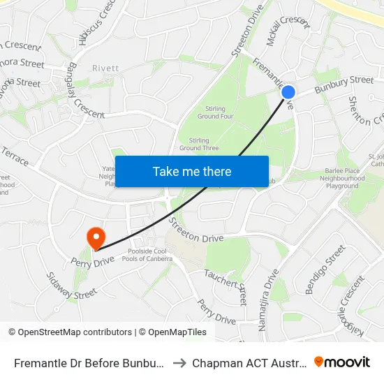 Fremantle Dr Before Bunbury St to Chapman ACT Australia map