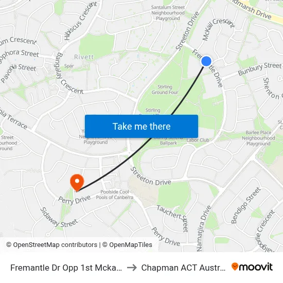 Fremantle Dr Opp 1st Mckail Cr to Chapman ACT Australia map