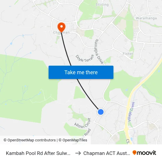 Kambah Pool Rd After Sulwood Dr to Chapman ACT Australia map