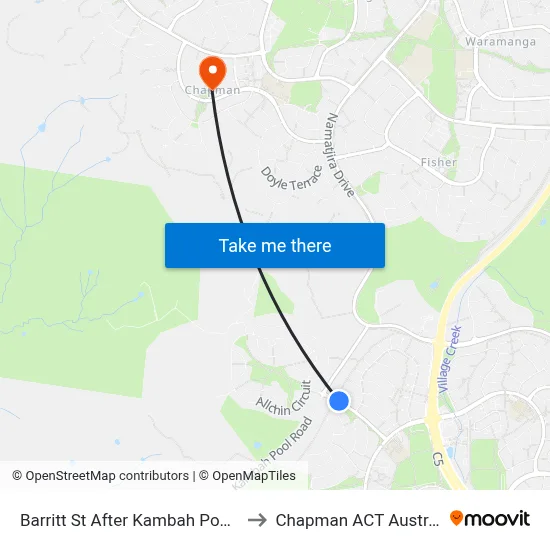 Barritt St After Kambah Pool Rd to Chapman ACT Australia map