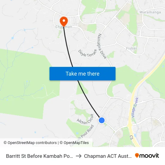 Barritt St Before Kambah Pool Rd to Chapman ACT Australia map