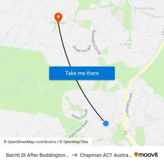 Barritt St After Boddington Cr to Chapman ACT Australia map
