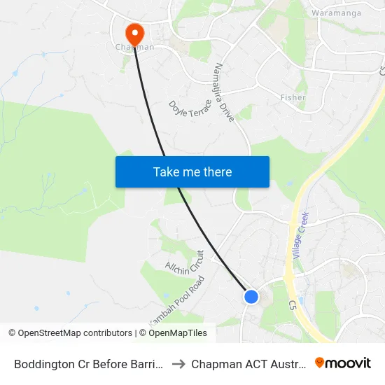 Boddington Cr Before Barritt St to Chapman ACT Australia map