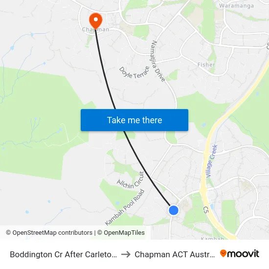 Boddington Cr After Carleton St to Chapman ACT Australia map