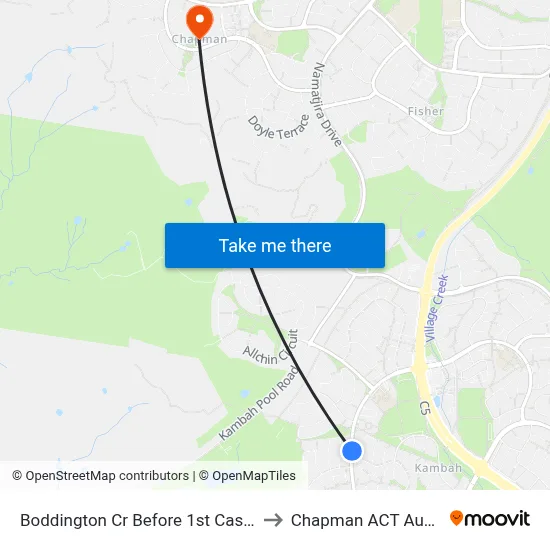 Boddington Cr Before 1st Castley Cct to Chapman ACT Australia map
