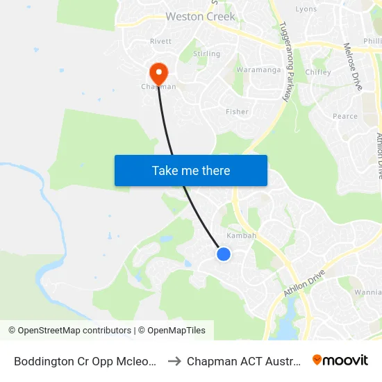 Boddington Cr Opp Mcleod Pl to Chapman ACT Australia map