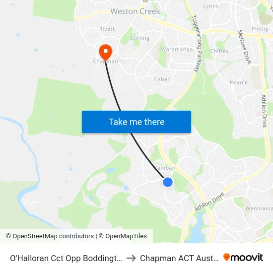 O'Halloran Cct Opp Boddington Cr to Chapman ACT Australia map