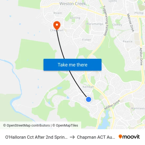 O'Halloran Cct After 2nd Springbett St to Chapman ACT Australia map