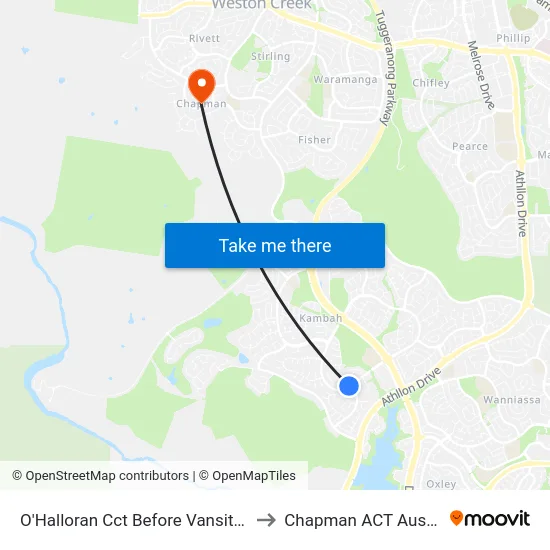 O'Halloran Cct Before Vansittart Cr to Chapman ACT Australia map