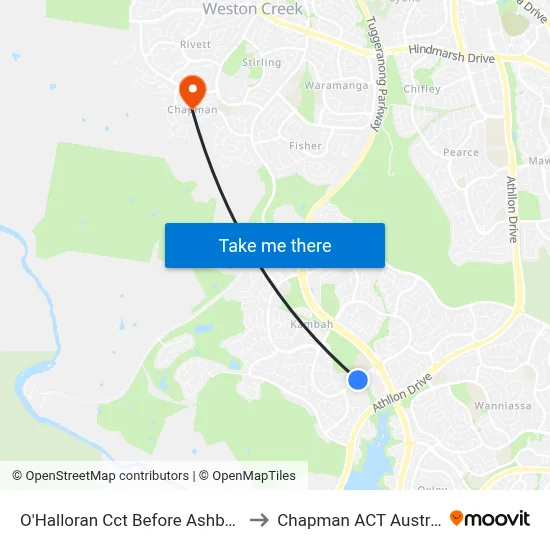 O'Halloran Cct Before Ashby Cct to Chapman ACT Australia map