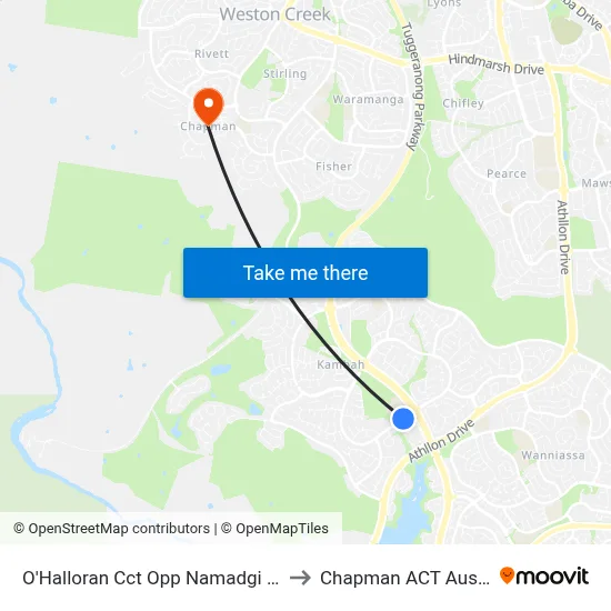O'Halloran Cct Opp Namadgi School to Chapman ACT Australia map