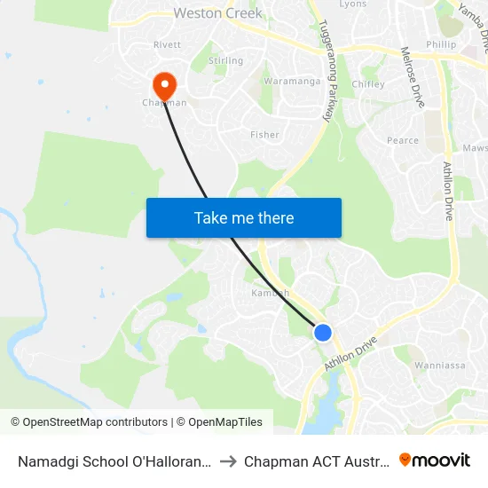 Namadgi School O'Halloran Cct to Chapman ACT Australia map