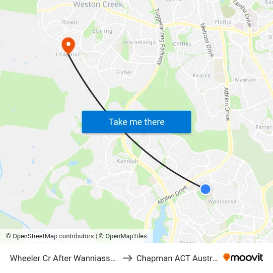 Wheeler Cr After Wanniassa Hs to Chapman ACT Australia map