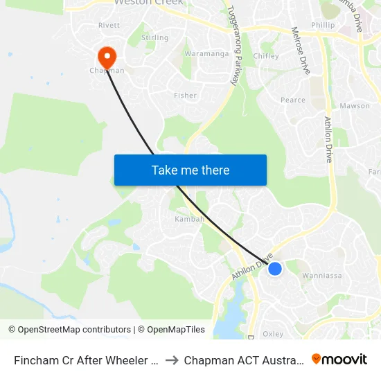 Fincham Cr After Wheeler Cr to Chapman ACT Australia map