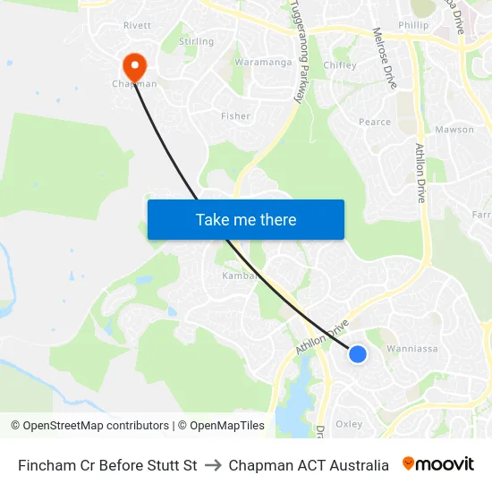 Fincham Cr Before Stutt St to Chapman ACT Australia map