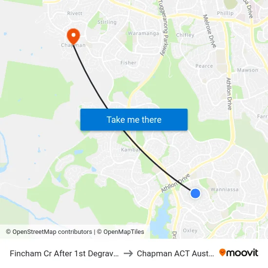 Fincham Cr After 1st Degraves Cr to Chapman ACT Australia map