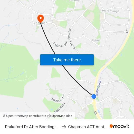 Drakeford Dr After Boddington Cr to Chapman ACT Australia map