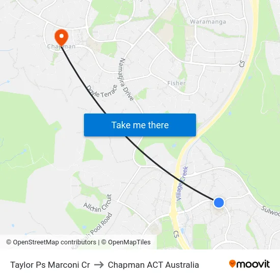 Taylor Ps Marconi Cr to Chapman ACT Australia map