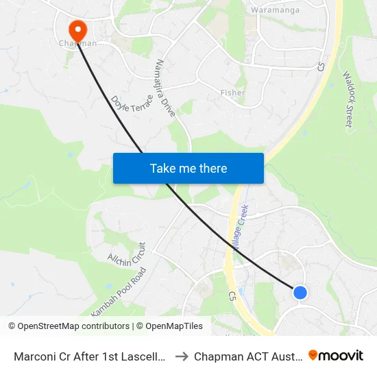 Marconi Cr After 1st Lascelles Cct to Chapman ACT Australia map
