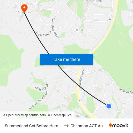 Summerland Cct Before Hutchison Cr to Chapman ACT Australia map
