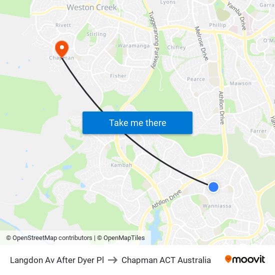 Langdon Av After Dyer Pl to Chapman ACT Australia map