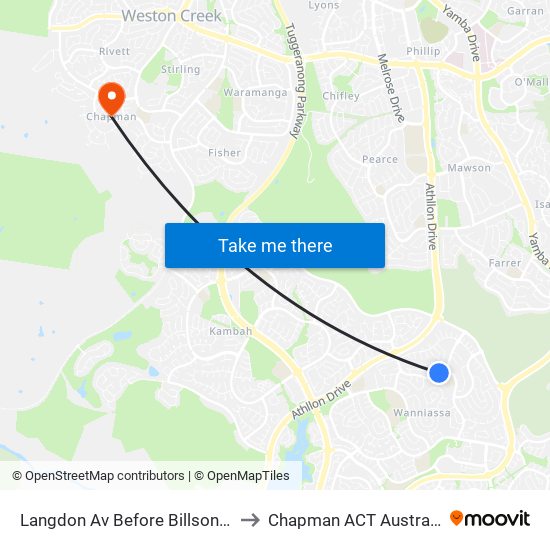 Langdon Av Before Billson Pl to Chapman ACT Australia map