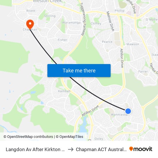 Langdon Av After Kirkton St to Chapman ACT Australia map