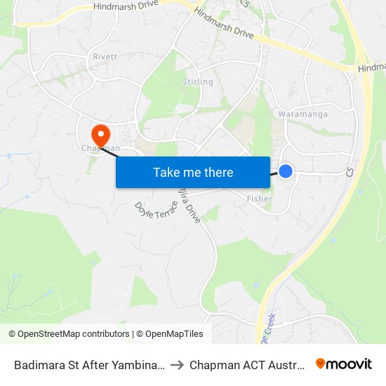 Badimara St After Yambina St to Chapman ACT Australia map