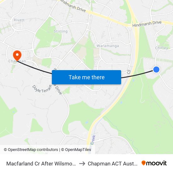 Macfarland Cr After Wilsmore Cr to Chapman ACT Australia map