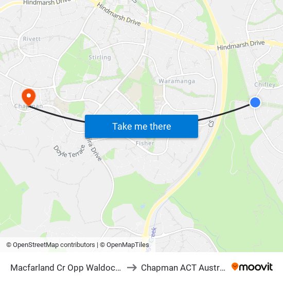 Macfarland Cr Opp Waldock St to Chapman ACT Australia map