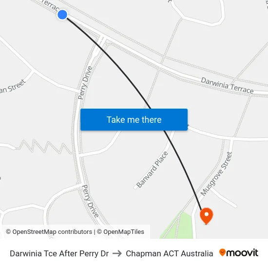 Darwinia Tce After Perry Dr to Chapman ACT Australia map