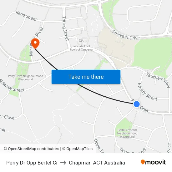 Perry Dr Opp Bertel Cr to Chapman ACT Australia map