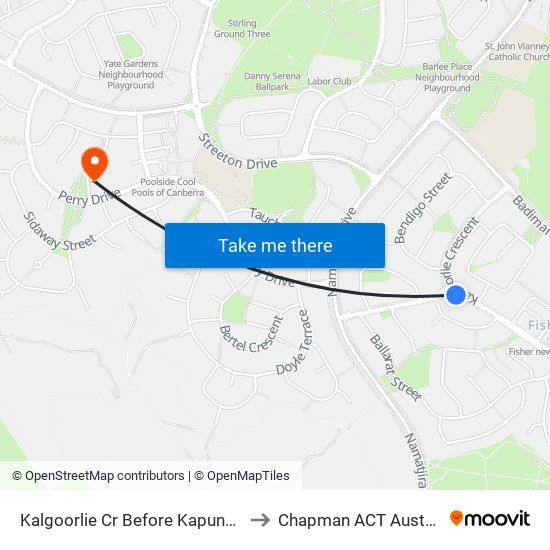 Kalgoorlie Cr Before Kapunda St to Chapman ACT Australia map