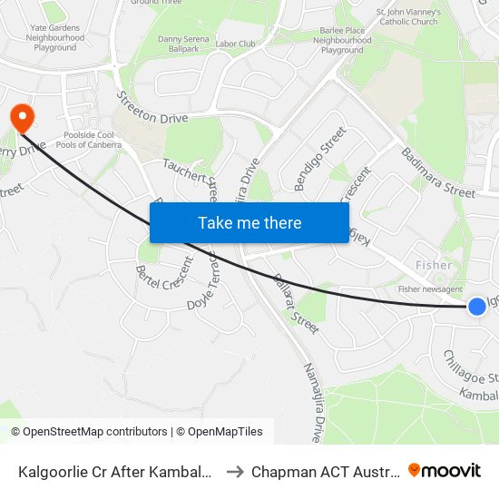 Kalgoorlie Cr After Kambalda Cr to Chapman ACT Australia map