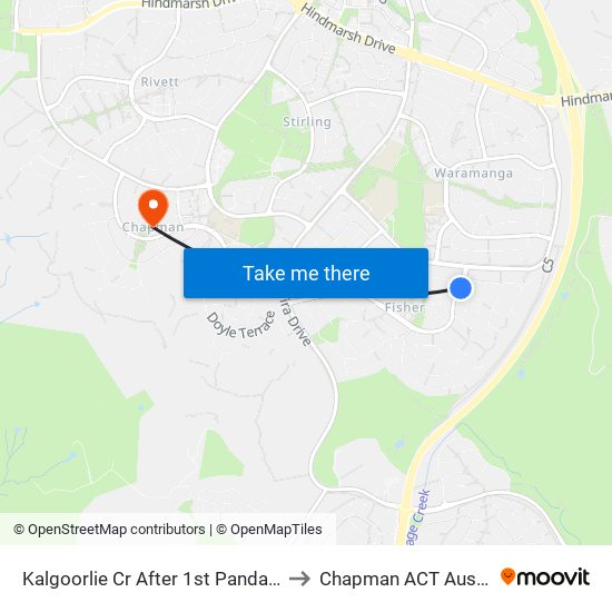 Kalgoorlie Cr After 1st Pandanus St to Chapman ACT Australia map