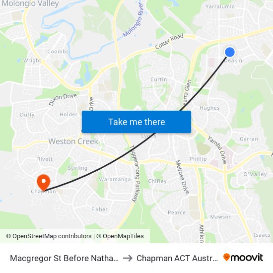 Macgregor St Before Nathan St to Chapman ACT Australia map