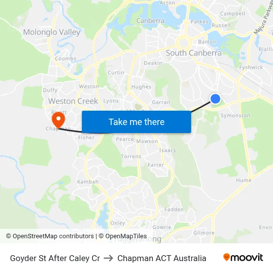 Goyder St After Caley Cr to Chapman ACT Australia map