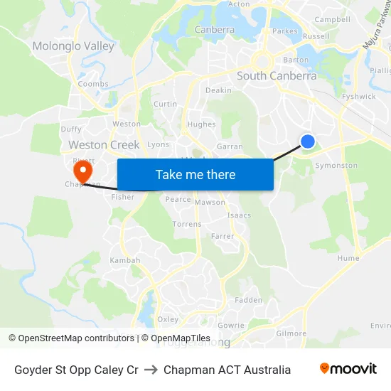 Goyder St Opp Caley Cr to Chapman ACT Australia map