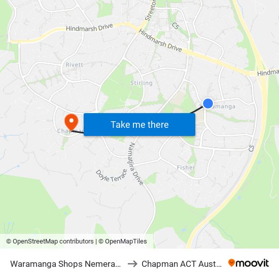 Waramanga Shops Nemerang Cr to Chapman ACT Australia map